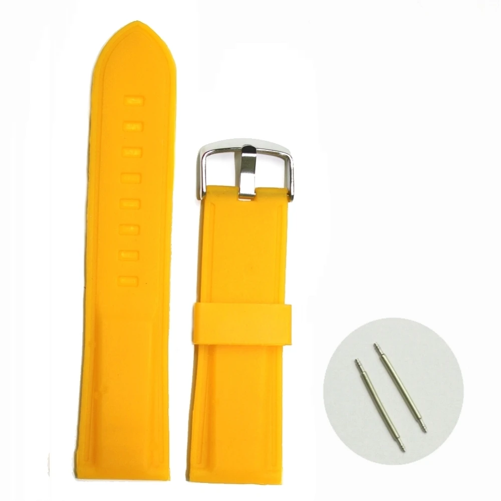 

24mm Fresh Yellow Silicone Jelly Rubber Unisex Watch Band Straps WB1054F24JB