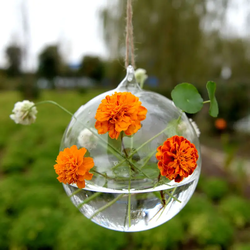 Маленькая круглая прозрачная подвесная стеклянная ваза в форме шара, ваза для цветов, террариумные растения, ваза, контейнер, сделай сам, свадебное украшение для дома