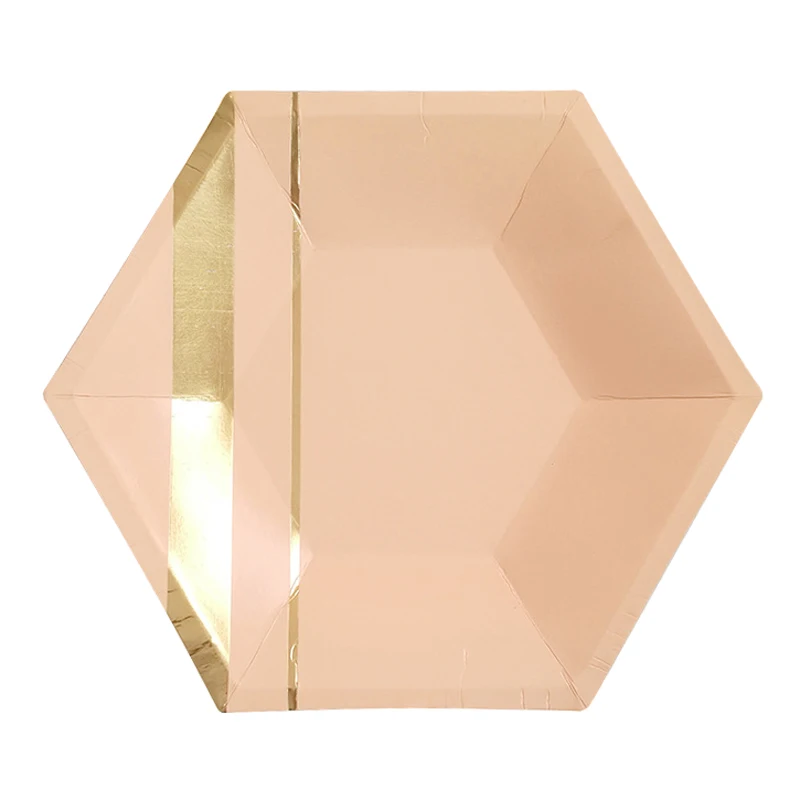 8/20Pcs European style party gold stamping plate birthday party disposable Marble Texture  tableware Plates Set
