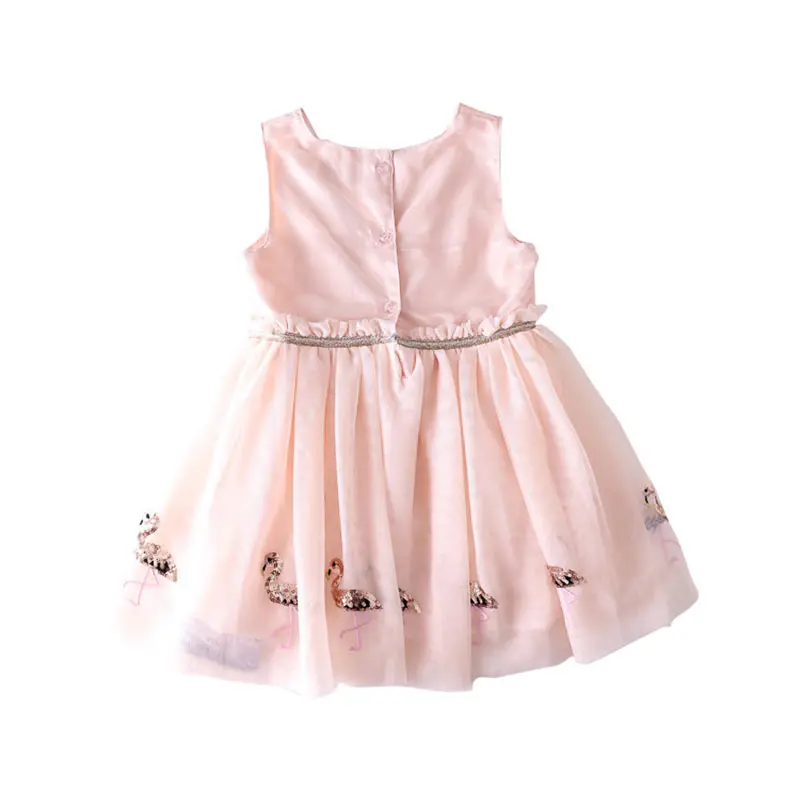

Children Girl Dresses Flamingos Print Kids Princess Dress Fashion Sleeveless Clothing Embroidery Girls Dresses Costume
