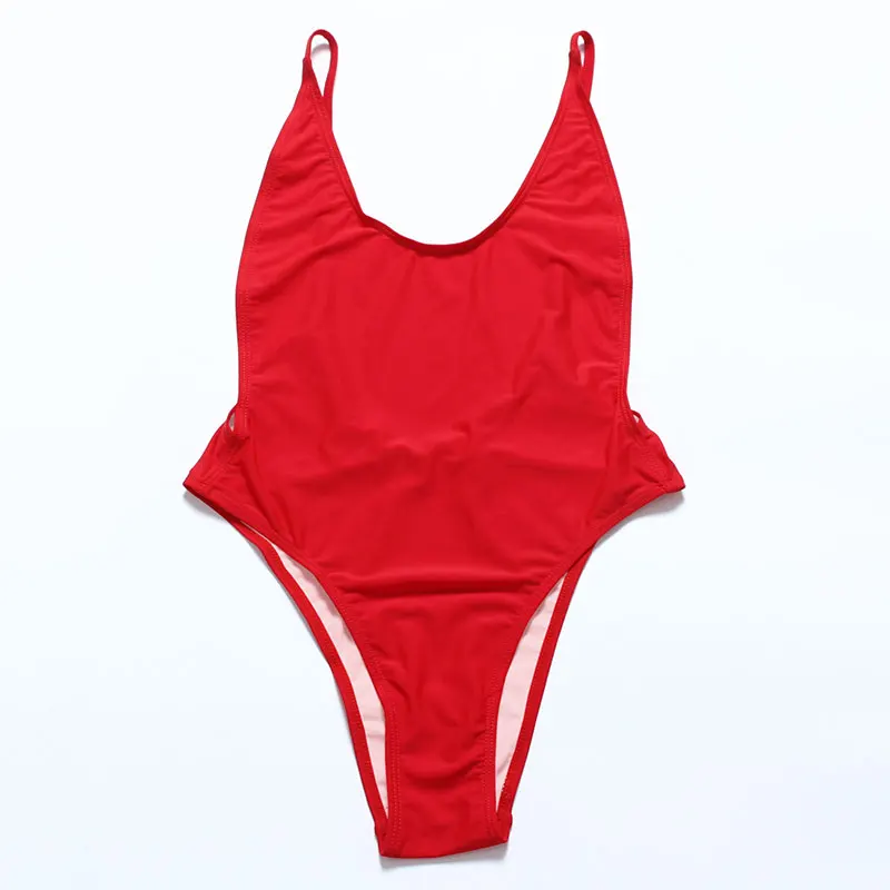 BANDEA,, открытая спина, Цельный купальник, базовый, с высоким вырезом, купальник с двойной подкладкой, купальный костюм, пляжная одежда, цельный купальник - Цвет: Red
