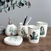 Plantas verdes estilo europeo de cerámica de baño suministros simple cinco boda set de lavado cepillo de dientes titular de la botella de la loción de melamina de bandeja ► Foto 2/6