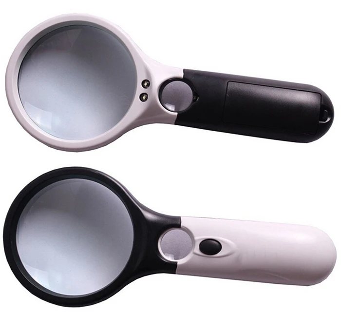 3 LED Light magnifier loupe 45X Glass Handheld Magnifier Reading