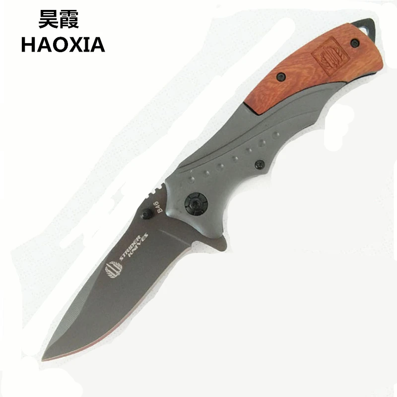 

HAOXIA Outdoor multi-function folding knife with wooden handle cut fruit knife with Swiss fruit knife.