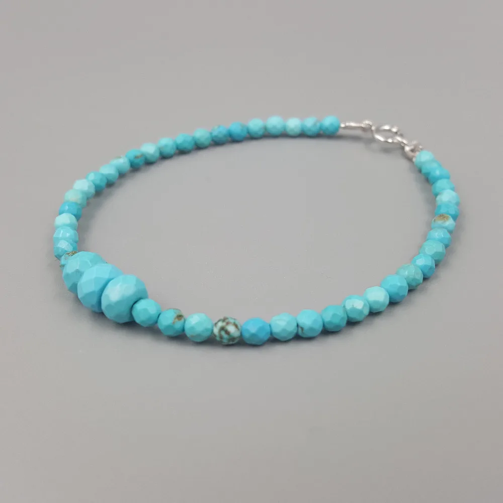 18/'/' CHAIN 925 STERLING SILVER DOUBLE STRAND NECKLACE W// TURQUOISE BEADS