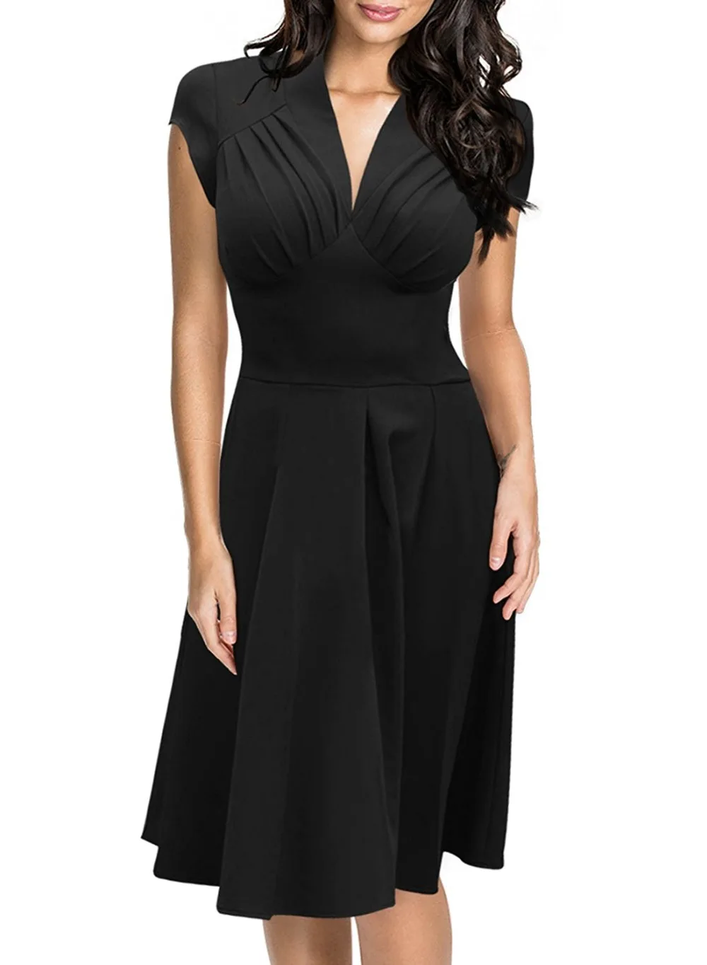 Women Dress Повседневная A-Line С Коротким Рукавом Vestidos Колен Длина V-образным Вырезом