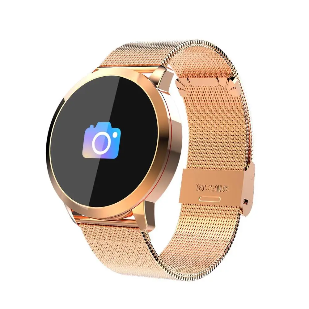 NAIKU Q8 Смарт-часы OLED цветной экран мужские модные фитнес-трекер сердечный ритм кровяное давление кислородные Смарт-часы - Цвет: Gold steel strap