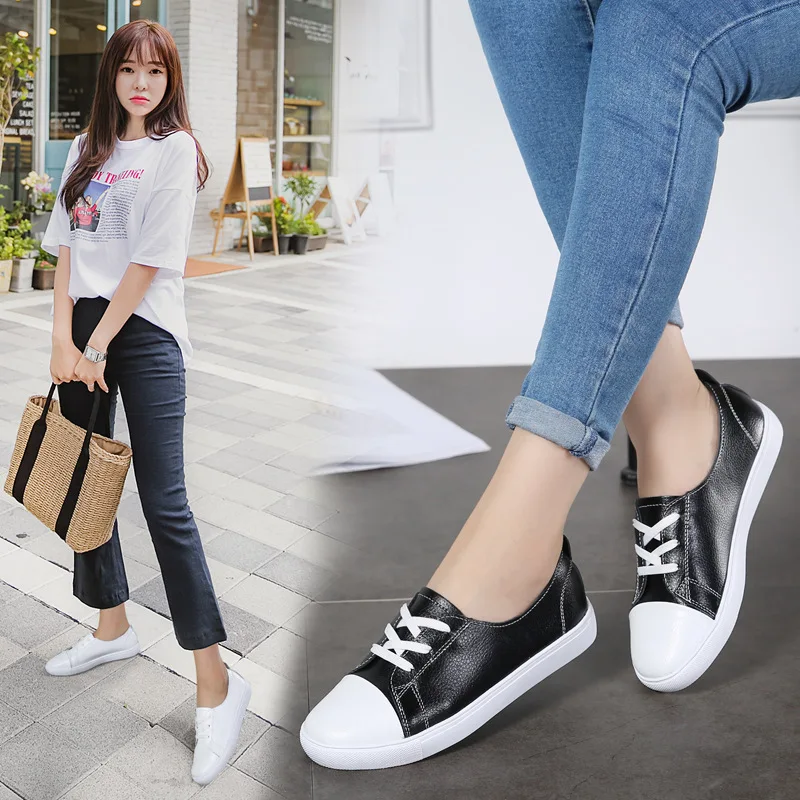

Spring women oxford shoes ballerina flats shoes women genuine leather shoes moccasins lace up loafers white shoes hjm8