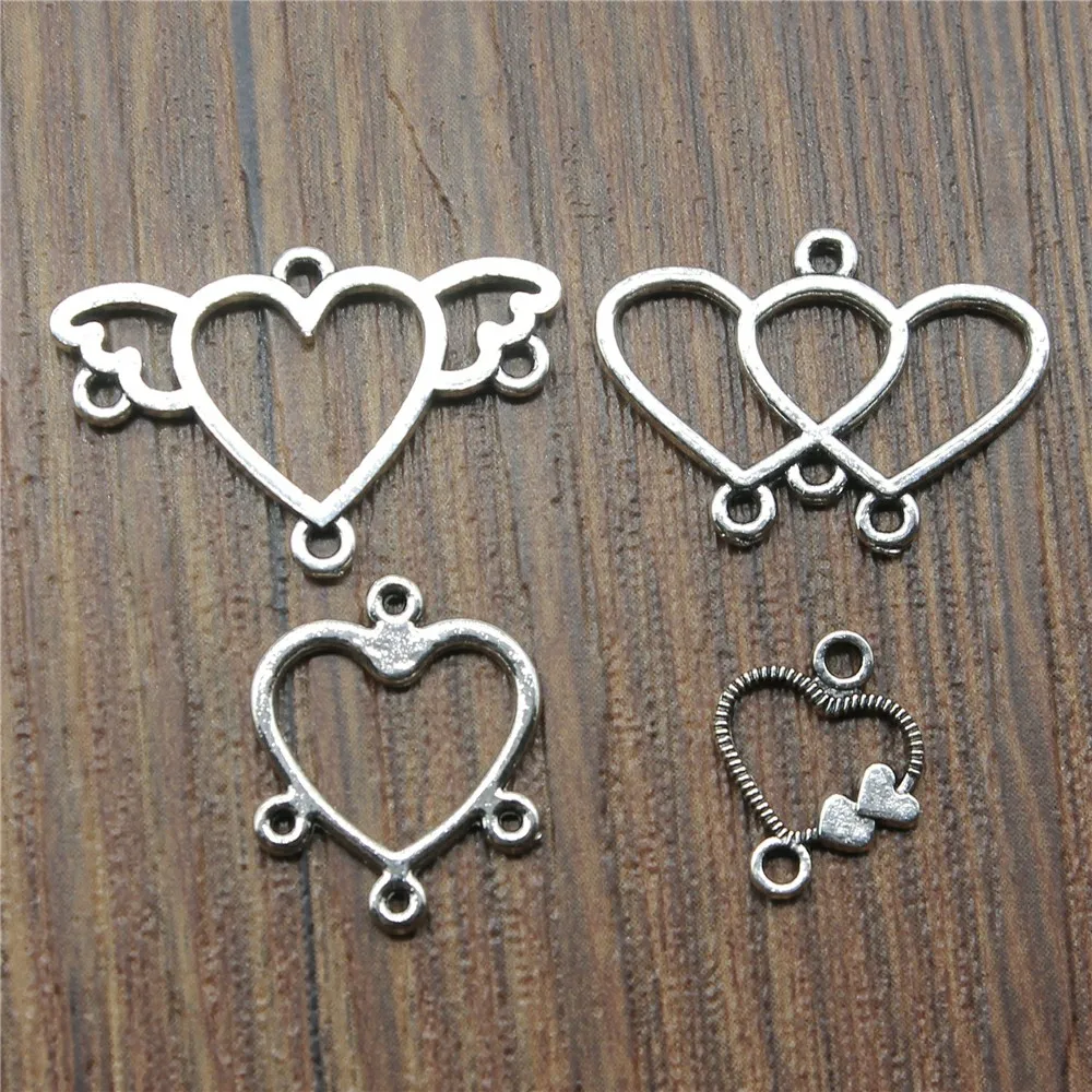 

Heart Earring Connector Charms For Jewelry Making Earring Connector Charms Vintage Antique Silver Color
