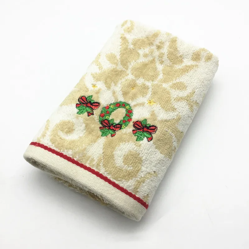 

28x46cm Quickly Dry Soft Cotton Embroidery Ivory Wreath Christmas Towels Home Textile Face Hair Hand Towel Gift