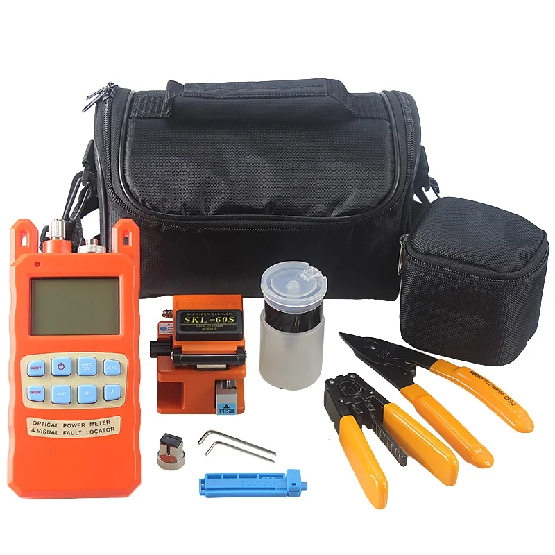 

21 type Fiber Optic Tool bag SKL-60S Fiber Cleaver 2iN1 Fiber Power meter with 1-5km Visual Fault Locator