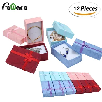 

Elegant Rectangle Gift Box for Bracelets Pendant Earring Necklace gift decoration Corrugated design ribbon ornaments storage box