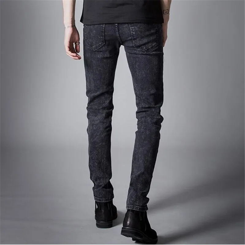Весенние модные повседневные джинсы со снежинками, мужские узкие брюки, мужские темно-серые брюки, мужские ковбойские брюки, обтягивающие джинсы для мужчин - Цвет: Dark grey