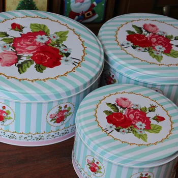 

Blue stripe rose flower pattern home Baking cookies boxes 3 different size in 1 lot Floral natural pattern black forest cupcake