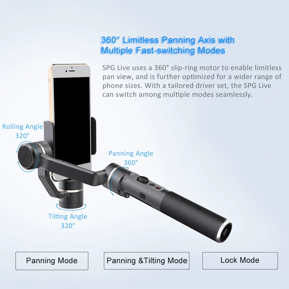  SPG Live 3 Axis Smartphone Stabilizer Handheld Gimbal New Live Steaming Vision for iPhone 7 7+ 6 6+