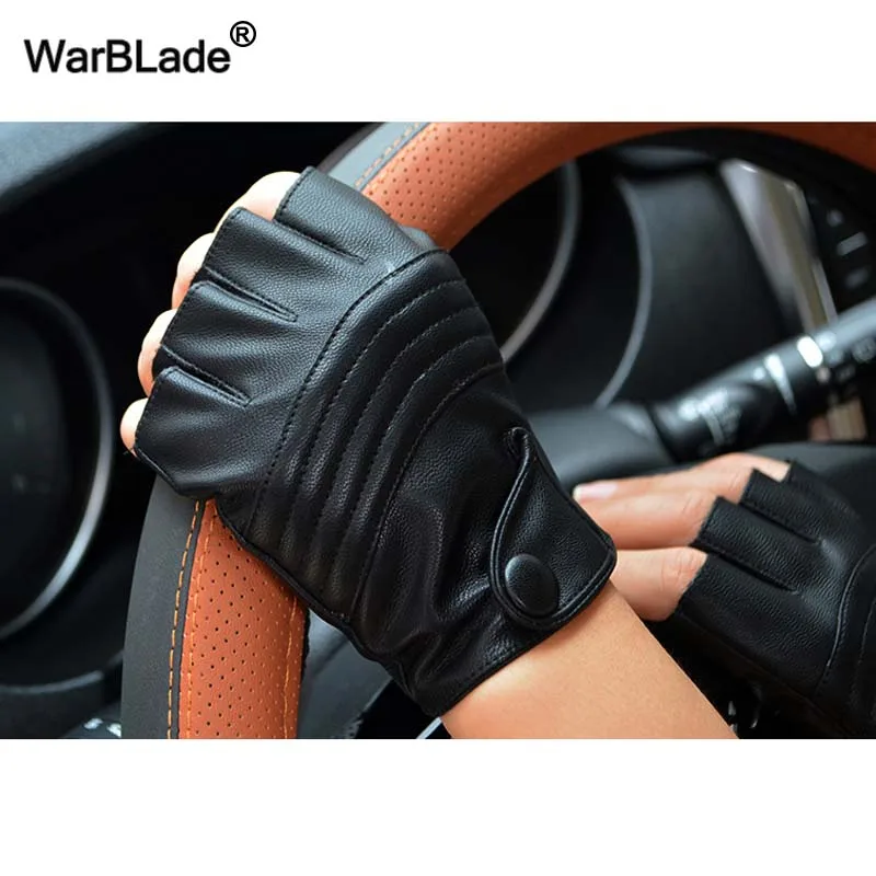 Модные перчатки WarBLade для вождения и спортзала без пальцев из искусственной кожи