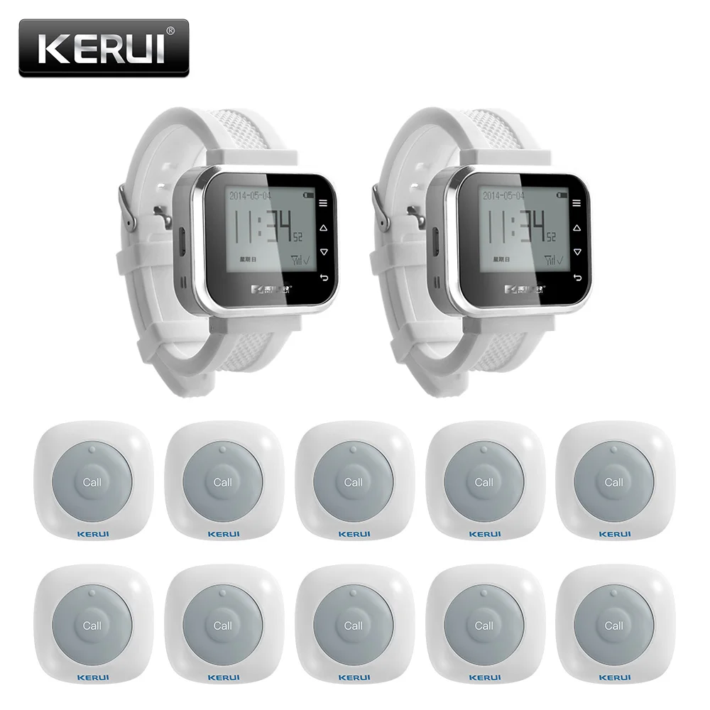 

KERUI New Waterproof Call System Button Buzzers 100M Waiter Service Calling System Watch Pager Restaurant Service System
