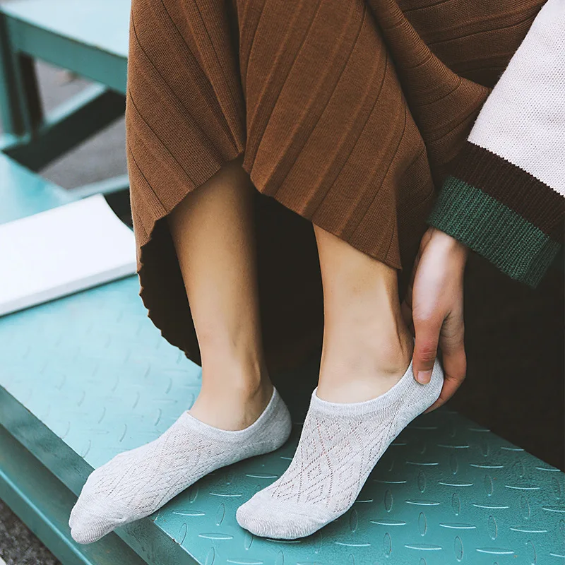 2018 summer women socks 1 pair short cotton solid color mesh breathable ankle women fashion lady invisible socks women