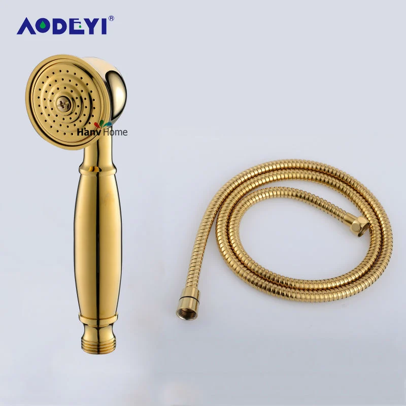 

AODEYI Gold Classical Brass Telephone Hand Held Shower Head 1.5m Hose Water Saving Antique Golden Handheld Sprayer Shower Set