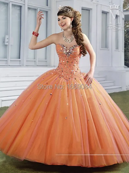 light orange quinceanera dresses