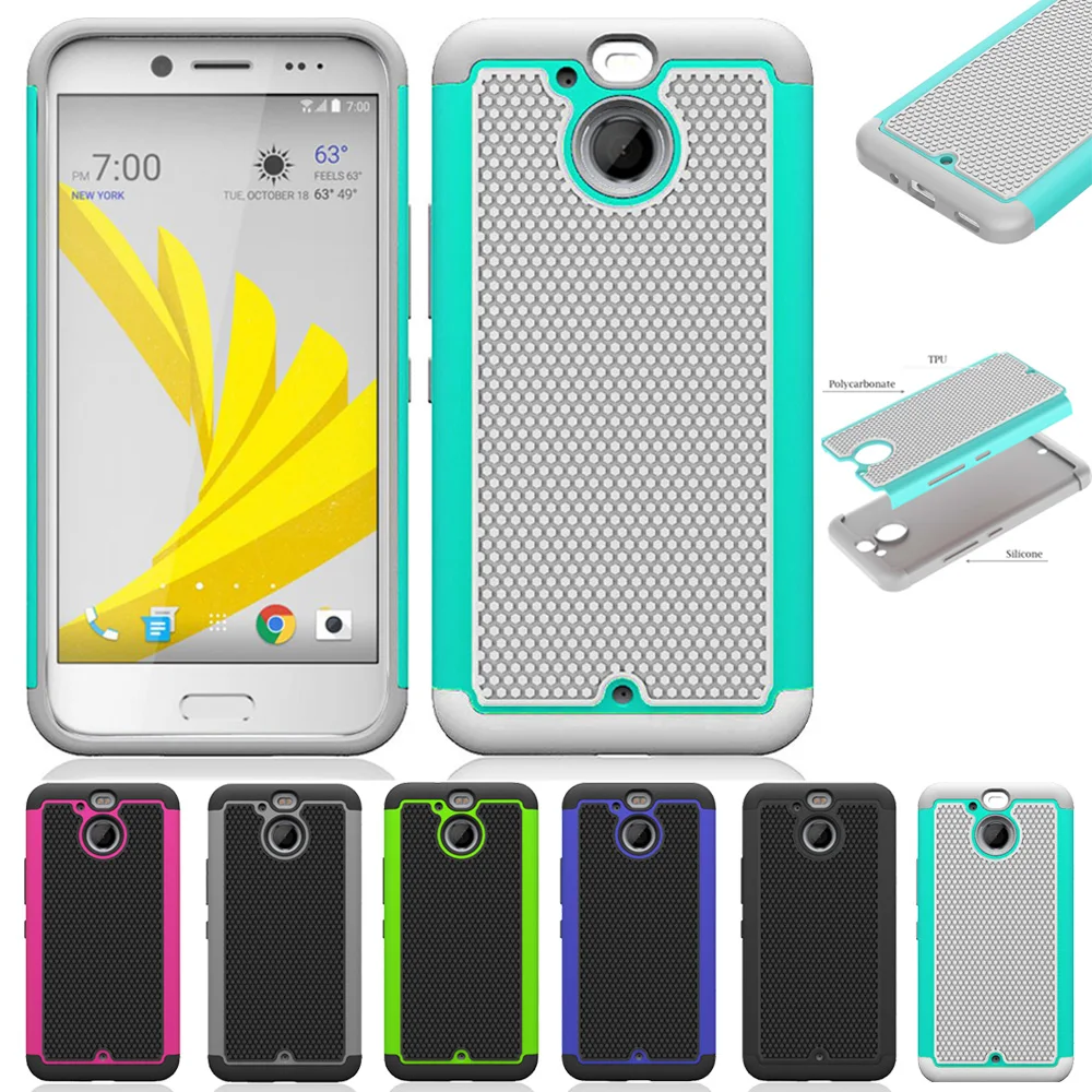 

Heavy Duty Hybrid Armor Case Hard Rubber Silicone Shockproof Phone Cover + Screen Protector Case For HTC Bolt / 10 Evo @