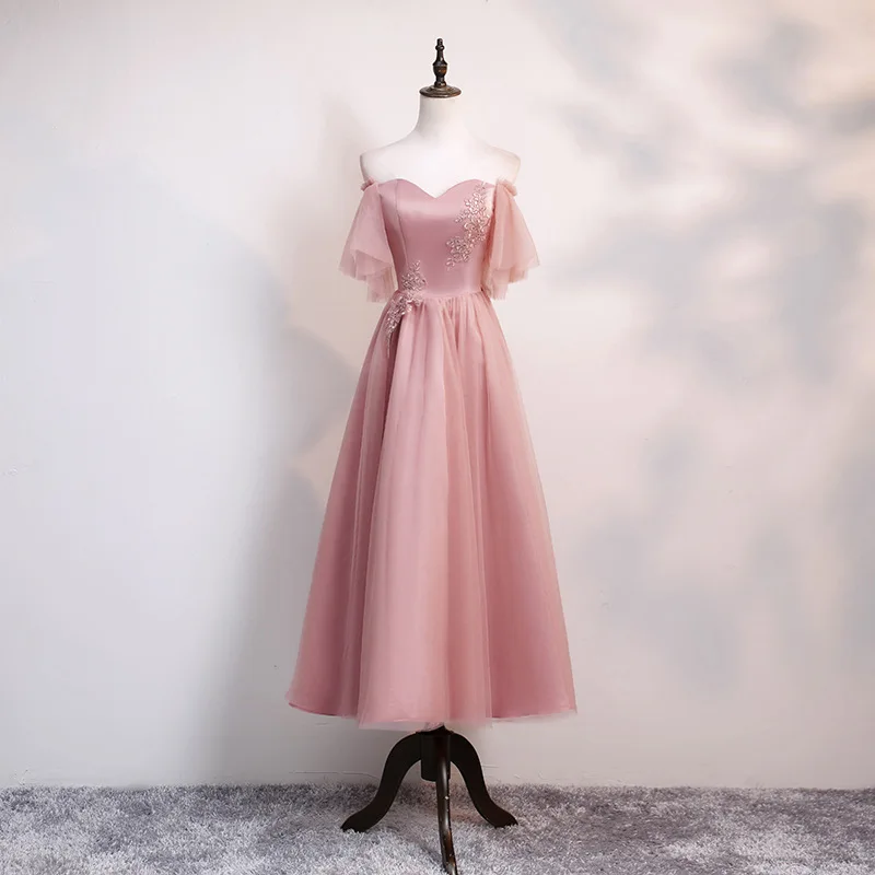 Vestido Madrinha кружевные Длинные свадебные платья, сексуальное шифоновое платье для свадебной вечеринки, выпускные платья для друзей - Цвет: short pink