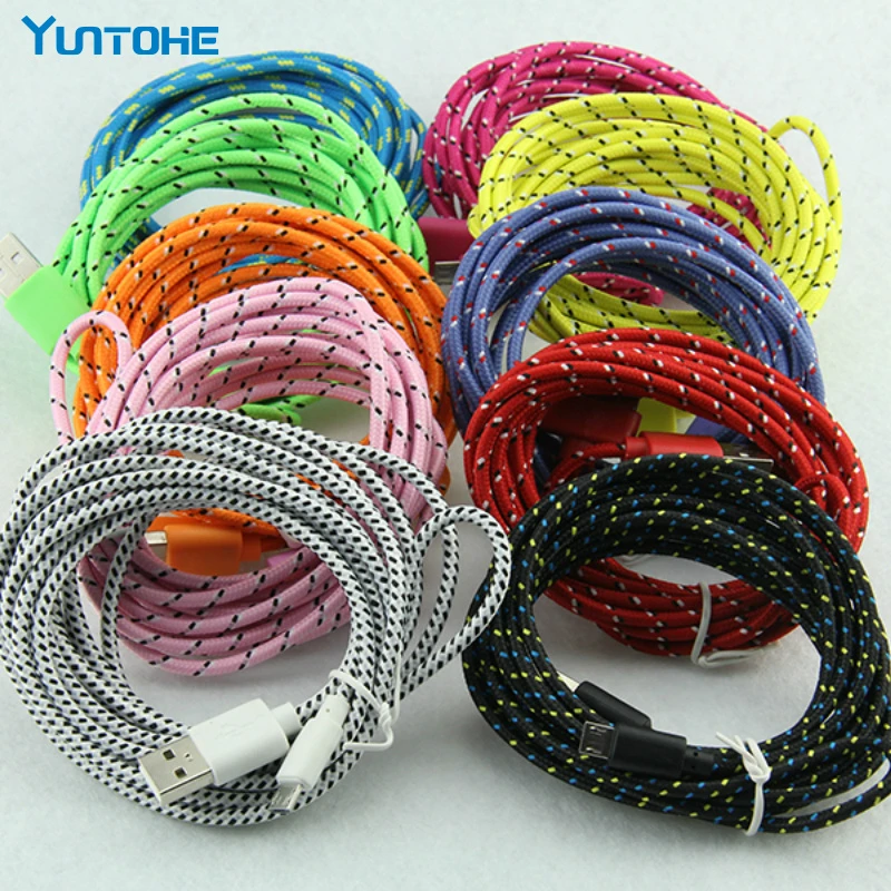 

1/2/3M Nylon Braided 8pin USB Cable for iPhone Durable Data Sync line Braid charging Cord for Xs Max 8 7 6 6Plus 5 10pcs/lot