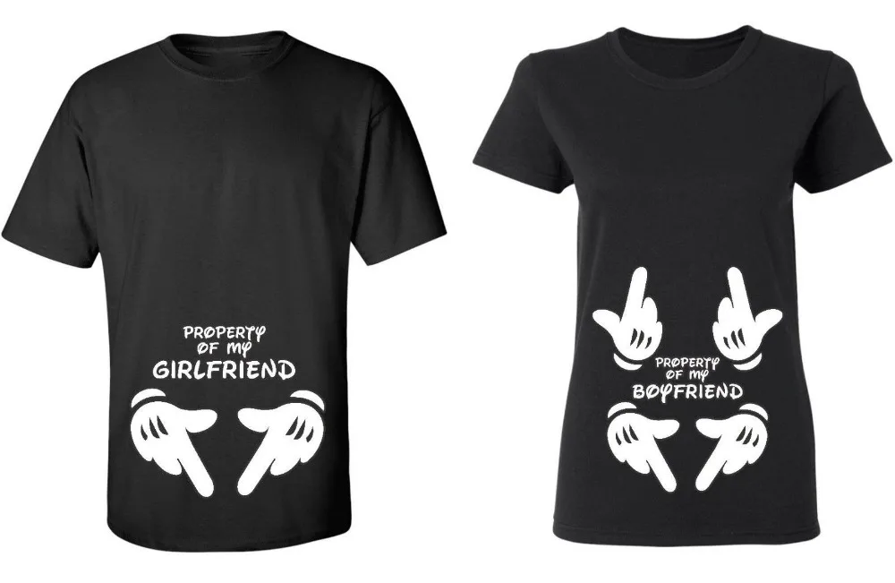 

Property of my Girlfriend Boyfriend Valentines Day Gifts Couple T-shirt Harajuku Men Women Cotton Casual Tees Lovers Shirts