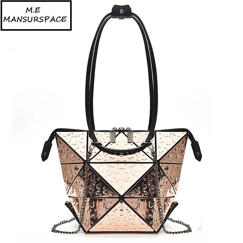 

MANSURSPACE Fashion Geometric Folding Female bao Bag Rhombic Water Drop Nano Chain Handbag Handbag Women's Casual Shopping Bag