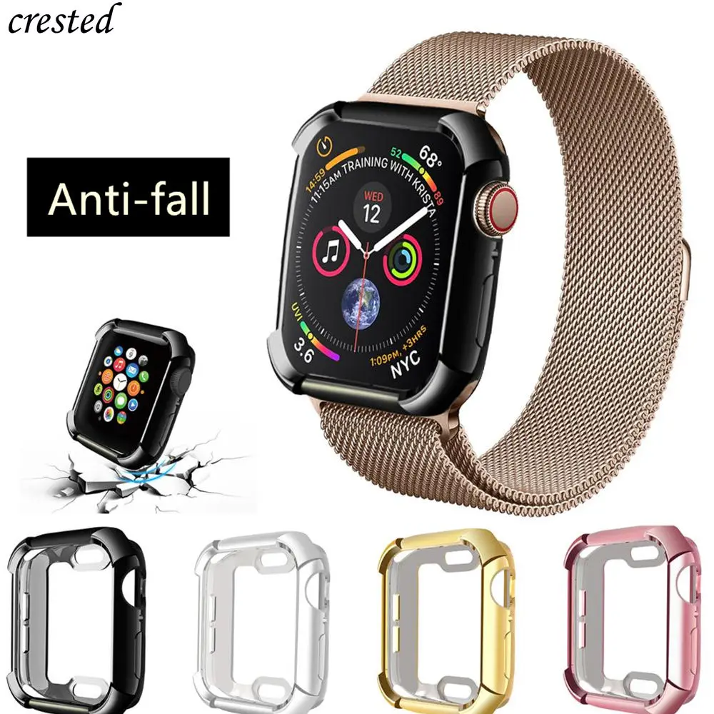 

Plating bumper for Apple watch case Apple Watch 4 44mm 40mm iWatch case cover all-around Anti-fall protection watch Accessories
