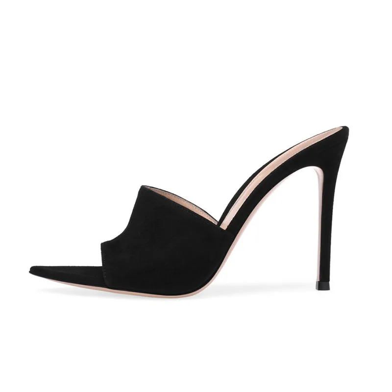 Vangull/Большие размеры 34-43; новые женские шлепанцы из флока; обувь на очень высоком каблуке с острым носком; женские вечерние туфли для улицы - Цвет: Черный