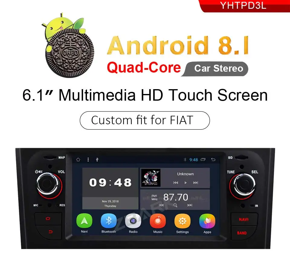 Top 6.1 inch HD Digital  Car Stereo GPS Android 9.0 for FIAT Grande Punto 199/310 2005-2009 Linea 323 2007-2011 YHTPD3LX 0