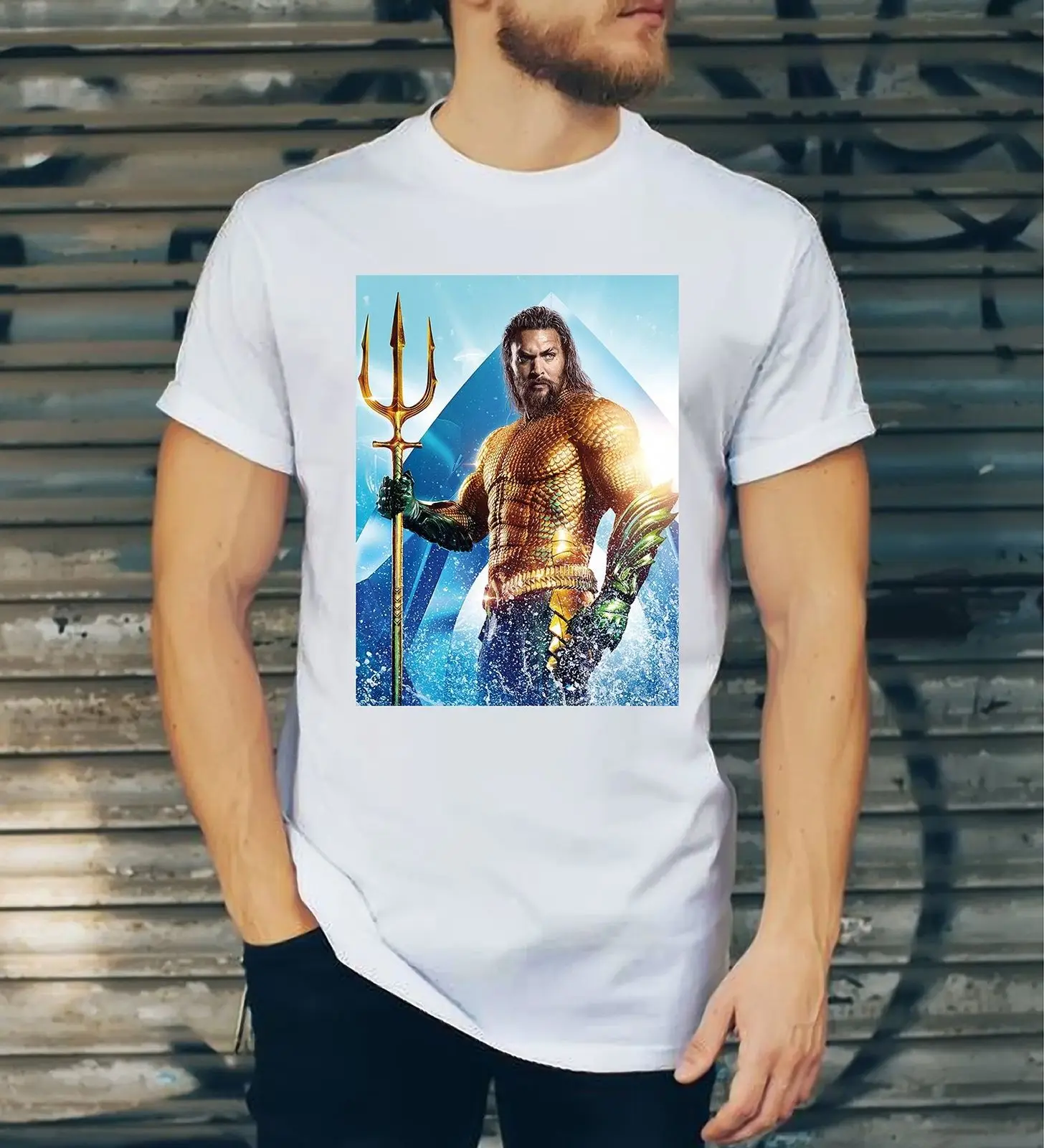 

Aquaman T Shirt Jason Momoa American Comics Movies Men T-Shirt Size S-5XL