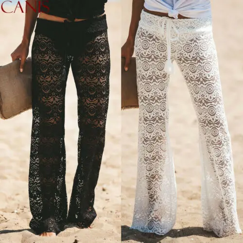 

Women's Sheer Mesh Bikini Cover Up Swimwear Swimsuit Bathing Summer Beach Pant Women Clothes Anti-UV