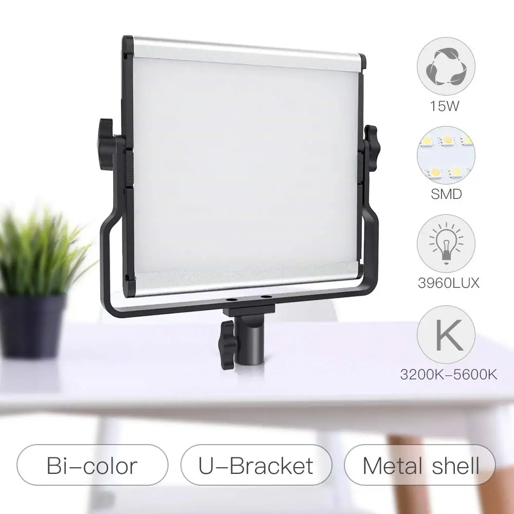 Travor 2 in 1 Bi-color L4500 LED Video Light kit studio light with U Bracket 3200K-5600K CRI96 photography lighting for YouTube
