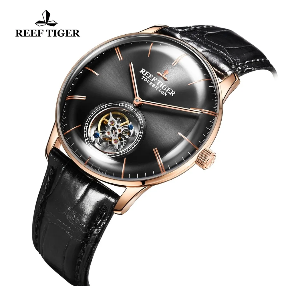 Reef Tiger/RT Hot Wrist Brand Luxury Famous Male Tourbillon Watch Automatic Watch Leather  reloj hombre RGA1930 images - 6