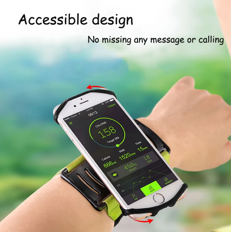 

New design 180 degree Rotable wrist band for Phone Cases holder sport belt band arm running wrist belt band GPS phone holder