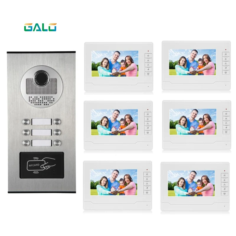 

6 apartments video doorbell multi apartment building ring camera with RFID keyfob
