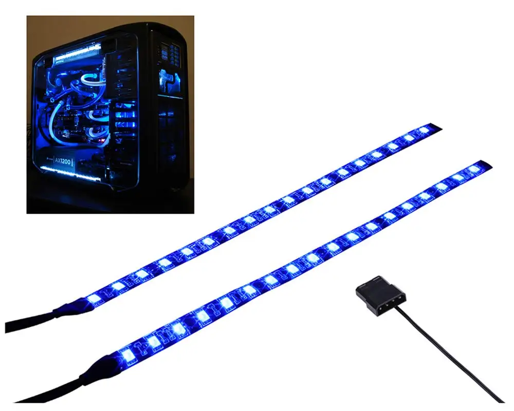 2pc LED Streifen Computer Beleuchtung uv rgb rot grün blau weiß,  Magnetische, Molex Stecker, PC Fall Beleuchtung Kit (30cm,18leds) ST110