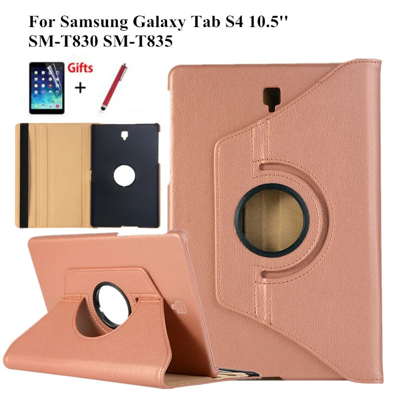 

360 Degree Rotating Case For Samsung Galaxy Tab S4 10.5 T830 T835 SM-T830 SM-T835 10.5" Cover Funda Tablet Stand Shell+Film+Pen