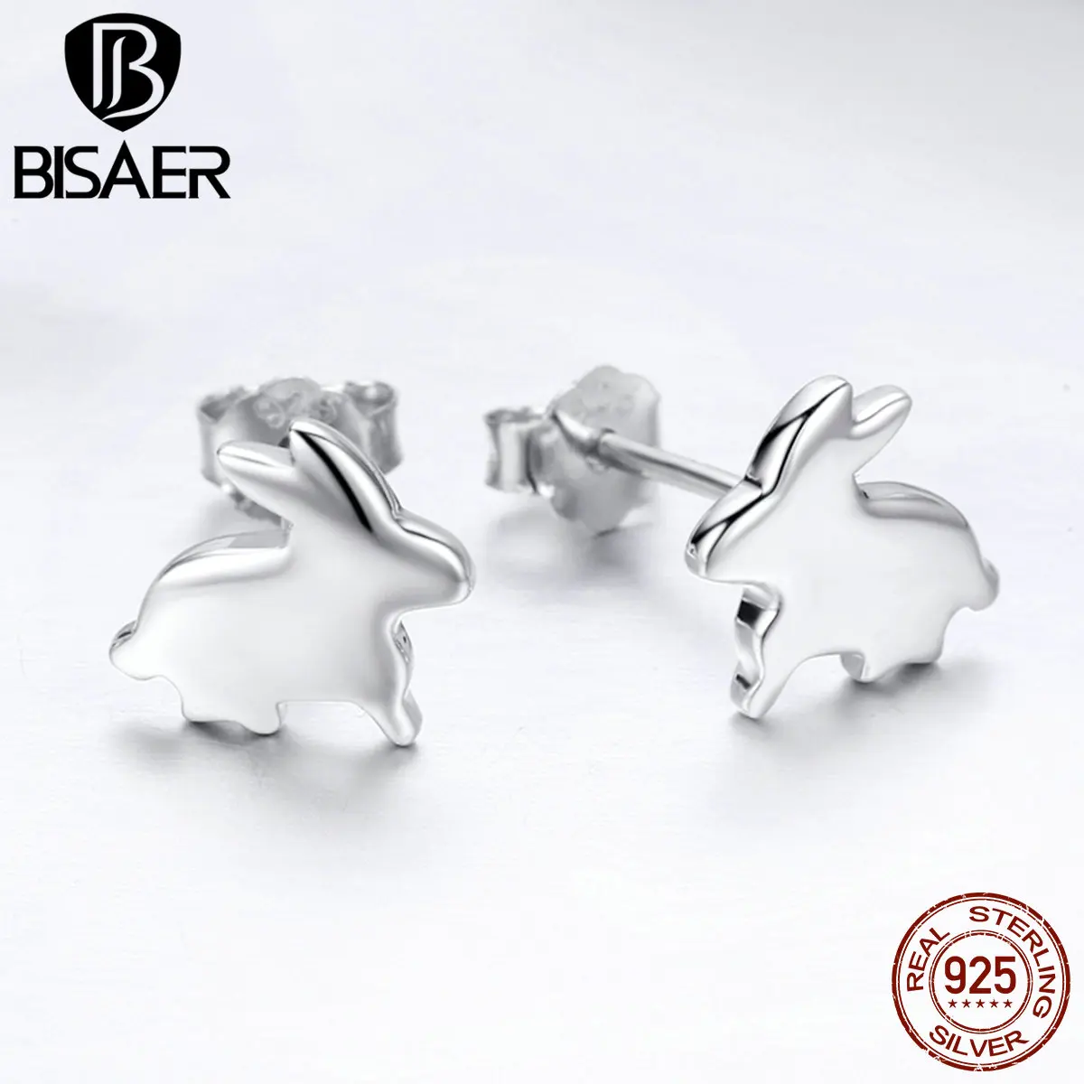 

BISAER Bijoux Hot Sale 925 Sterling Silver Rabbit Exquisite Small Stud Earrings for Women Fashion Silver Earrings Jewelry GXE294
