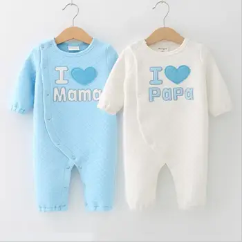

8 Styels Thick Baby Girl Newborn Clothes Baby Boy I love Papa Mama Jumpsuits Clothing Thin Autumn Prince Boy Baptism Bodysuit