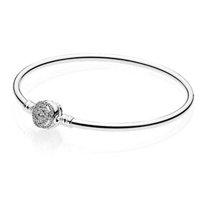 

S925 Sterling Silver Glossy Base Bracelet Love Ball Beads Buckle Accessories for Pandora Jewelry DIY Female Gift Jewelry