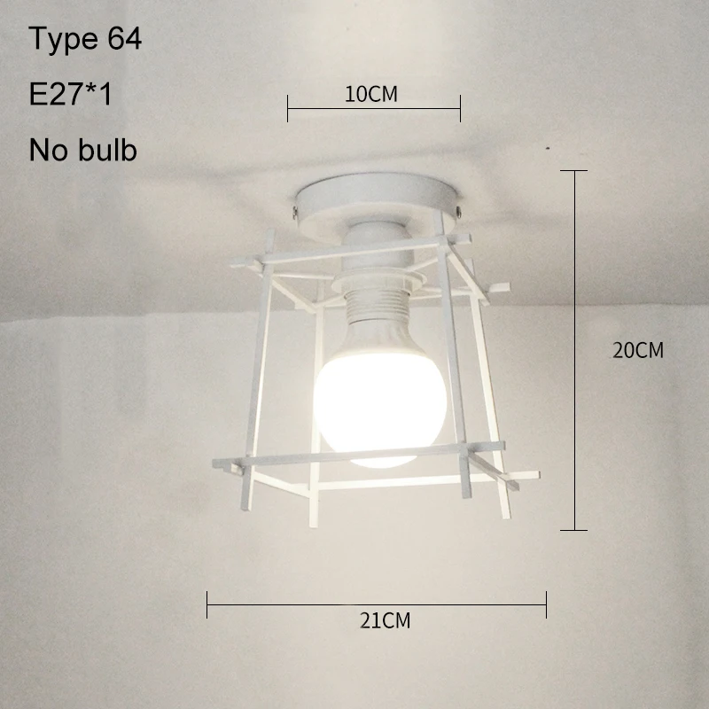 Светодиодные потолочные светильники, современный потолочный светильник, винтажный плафон, клетка, плафон для гостиной, промышленный декор, подвесной светильник - Цвет корпуса: Type 64 no bulb