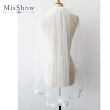 30% скидка Дешевые Новые Свадебные вуали короткие кружевные 1 м Свадебные вуали Аппликации один слой свадебная фата свадебные аксессуары