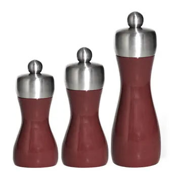 

Premium Wood Salt and Pepper Grinder, Beech Pepper Mill, Shakers with Adjustable Carbon Steel or Ceramic Core, Bright Red