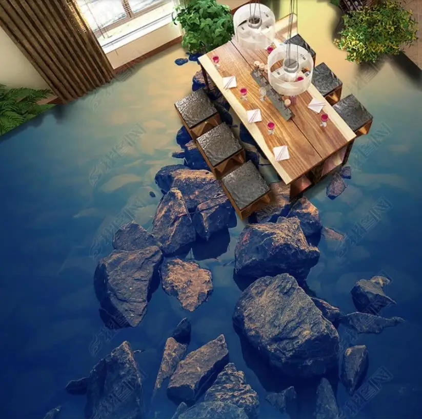 

3d flooring Stone ocean mural wallpaper Living room bedroom bathroom kids room 3d floor photo wallpaper