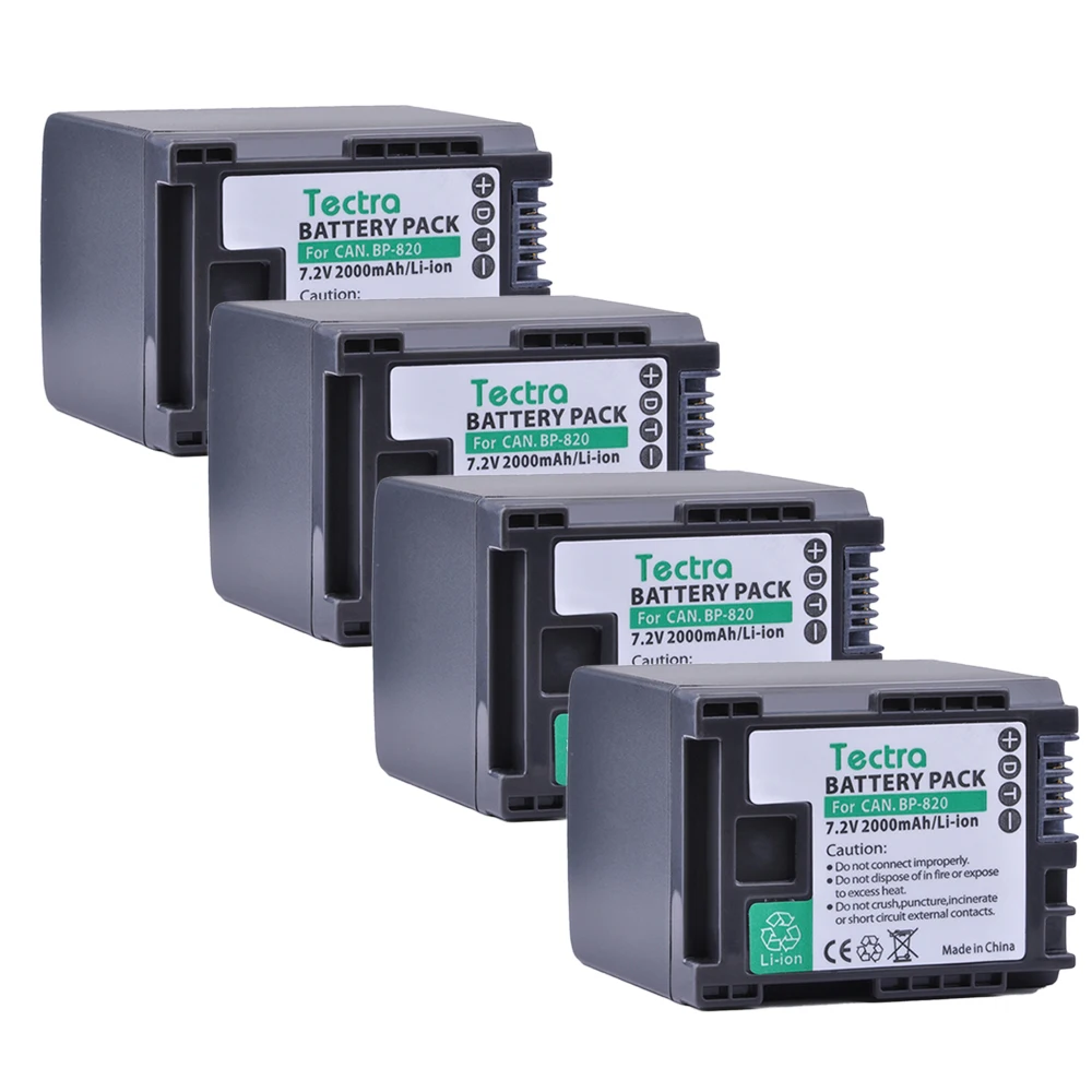 Tectra BP-820 BP820 4PCS Camera Li-ion Battery for Canon XA20 XA25 HFG30 HF HF M30 HF M31 HF M40 bp 828 battery bp828 828 batteries for canon hf g30 hfg30 xa20 xa25 bp 820