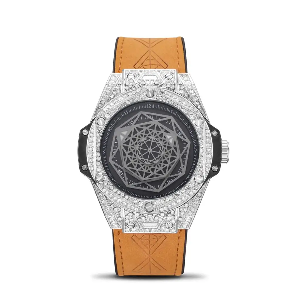 KIMSDUN Мужские кварцевые часы модные повседневные роскошные классические спортивные трендовые часы с силиконовым ремешком с золотыми бриллиантами Relogio Femme наручные часы - Цвет: K-109-4