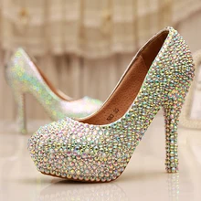Cinderella Kristall Schuhe Nachtclub High Heel Plattform Brautschuhe Hochzeit Schuhe AB Kristall Glitter Strass Partei Prom Schuhe